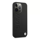 BMW Signature Logo Imprint Apple iPhone 13 Pro Max hátlap tok, fekete