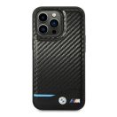 BMW Leather Carbon Apple iPhone 14 Pro hátlap tok, fekete