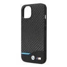 BMW Leather Carbon Apple iPhone 14 Plus hátlap tok, fekete
