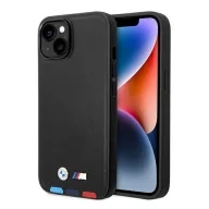   BMW Leather Stamp Tricolor Apple iPhone 14 Plus hátlap tok, fekete