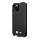 BMW Leather Stamp Tricolor Apple iPhone 14 Plus hátlap tok, fekete