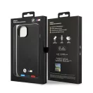 BMW Leather Stamp Tricolor Apple iPhone 14 Plus hátlap tok, fekete