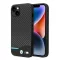 BMW Leather Carbon Apple iPhone 14 hátlap tok, fekete