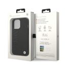 BMW Leather Textured & Stripe S23+ hátlap tok, fekete