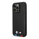 BMW Leather Stamp Tricolor Magsafe Apple iPhone 14 Pro hátlap tok, fekete