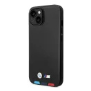 BMW Leather Stamp Tricolor Magsafe Apple iPhone 14 hátlap tok, fekete