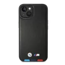 BMW Leather Stamp Tricolor Magsafe Apple iPhone 14 hátlap tok, fekete
