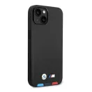 BMW Leather Stamp Tricolor Magsafe Apple iPhone 14 hátlap tok, fekete