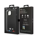 BMW Leather Stamp Tricolor Magsafe Apple iPhone 14 hátlap tok, fekete