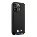 BMW Leather Stamp Tricolor Magsafe Apple iPhone 14 Pro Max hátlap tok, fekete