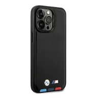   BMW Leather Stamp Tricolor Magsafe Apple iPhone 14 Pro Max hátlap tok, fekete