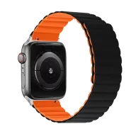   Phoner Rever Apple Watch forgatható mágneses szilikon szíj, 41/40/38mm, S/M, fekete/narancs