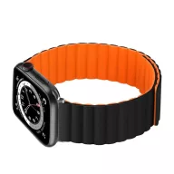   Phoner Rever Apple Watch forgatható mágneses szilikon szíj, 41/40/38mm, S/M, fekete/narancs