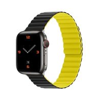   Phoner Rever Apple Watch forgatható mágneses szilikon szíj, 41/40/38mm, S/M, fekete/sárga