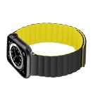 Phoner Rever Apple Watch forgatható mágneses szilikon szíj, 41/40/38mm, S/M, fekete/sárga