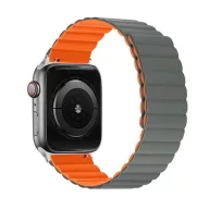   Phoner Rever Apple Watch forgatható mágneses szilikon szíj, 41/40/38mm, S/M, szürke/narancs