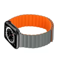   Phoner Rever Apple Watch forgatható mágneses szilikon szíj, 41/40/38mm, S/M, szürke/narancs