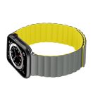 Phoner Rever Apple Watch forgatható mágneses szilikon szíj, 41/40/38mm, S/M, szürke/sárga