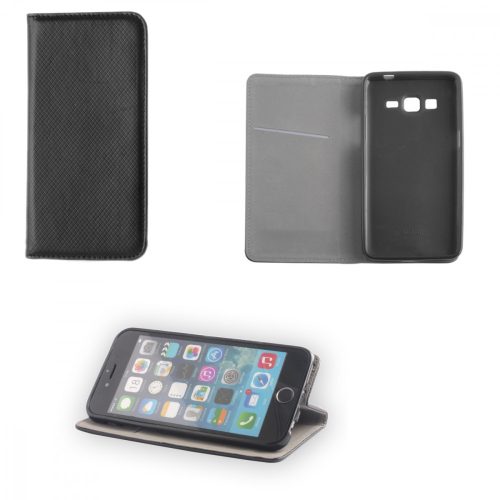 Motorola Moto G6 Plus, Oldalra nyíló tok, stand, Smart Magnet, fekete