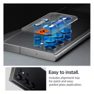   Spigen Glas.tR EZ Fit Optik Pro Samsung Galaxy S23 Ultra Tempered kameralencse-védő fólia felhelyező kerettel, fekete (2db)