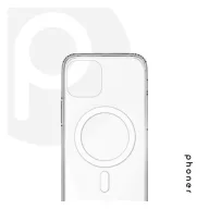   Phoner Mag Pack Apple iPhone 14 Plus Magsafe tok, átlátszó + Master Clear Felhelyező keretes Tempered fólia