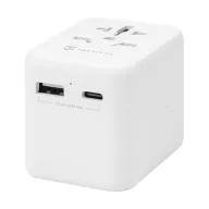   Tactical PTP világutazó adapter / nemzetközi hálózati adapter töltő USB-A+ USB-C, UK/US/AU/EU, fehér