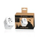 Tactical PTP világ utazó adapter töltő USB-A+ USB-C, UK/US/AU/EU, fehér