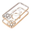 Electro Mag Apple iPhone 14 MagSafe szilikon tok kameravédő-lencsével, arany