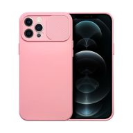   Slide Apple iPhone 12 Pro Max, kameravédős szilikon tok, rózsaszín