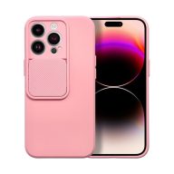   Slide Apple iPhone 13 Pro, kameravédős szilikon tok, rózsaszín
