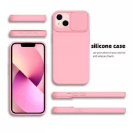  Slide Apple iPhone 13 Pro, kameravédős szilikon tok, rózsaszín