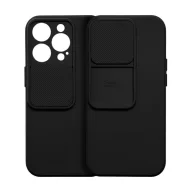   Slide Apple iPhone 14 Pro, kameravédős szilikon tok, fekete