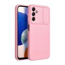 Slide Samsung Galaxy A14 5G/A14 4G, kameravédős szilikon tok, rózsaszín