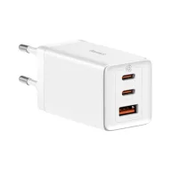   Baseus GaN5 Pro hálózati töltő 2xUSB-C + USB-A, USB-C-USB-C kábellel, 65W, fehér