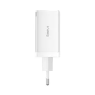  Baseus GaN5 Pro hálózati töltő 2xUSB-C + USB-A, USB-C-USB-C kábellel, 65W, fehér