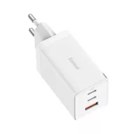   Baseus GaN5 Pro hálózati töltő 2xUSB-C + USB-A, USB-C-USB-C kábellel, 65W, fehér