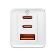   Baseus GaN5 Pro hálózati töltő 2xUSB-C + USB-A, USB-C-USB-C kábellel, 65W, fehér
