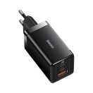 Baseus GaN5 Pro hálózati töltő 2xType-C + USB, 65W, fekete