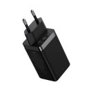 Baseus GaN5 Pro hálózati töltő 2xType-C + USB, 65W, fekete