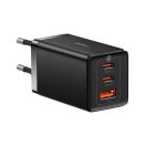 Baseus GaN5 Pro hálózati töltő 2xType-C + USB, 65W, fekete