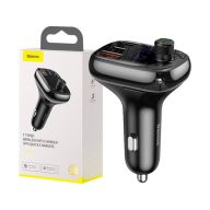   Baseus S-13 autós szivargyújtó töltő és Bluetooth MP3/FM transzmitter, 2XUSB, 1xUSB-C, fekete
