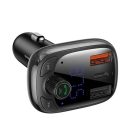 Baseus S-13 autós szivargyújtó töltő és Bluetooth MP3/FM transzmitter, 2XUSB, 1xUSB-C, fekete