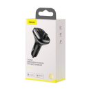 Baseus S-13 autós szivargyújtó töltő és Bluetooth MP3/FM transzmitter, 2XUSB, 1xUSB-C, fekete