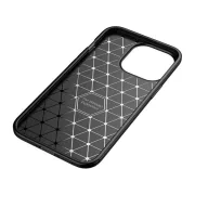   Forcell Carbon Premium hátlap tok Apple iPhone 15 Plus karbon mintás szilikon tok, fekete