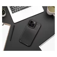   Forcell Carbon Premium hátlap tok Apple iPhone 15 Plus karbon mintás szilikon tok, fekete