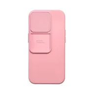   Slide Apple iPhone 15 Pro Max kameravédős szilikon tok, rózsaszín