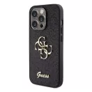 Guess Glitter Script Big 4G Apple iPhone 15 Pro hátlap tok, fekete
