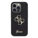 Guess Glitter Script Big 4G Apple iPhone 15 Pro hátlap tok, fekete
