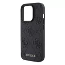 Guess Leather 4G Stamped Apple iPhone 15 Pro hátlap tok, fekete