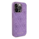 Guess Leather 4G Stamped Apple iPhone 15 Pro hátlap tok, lila